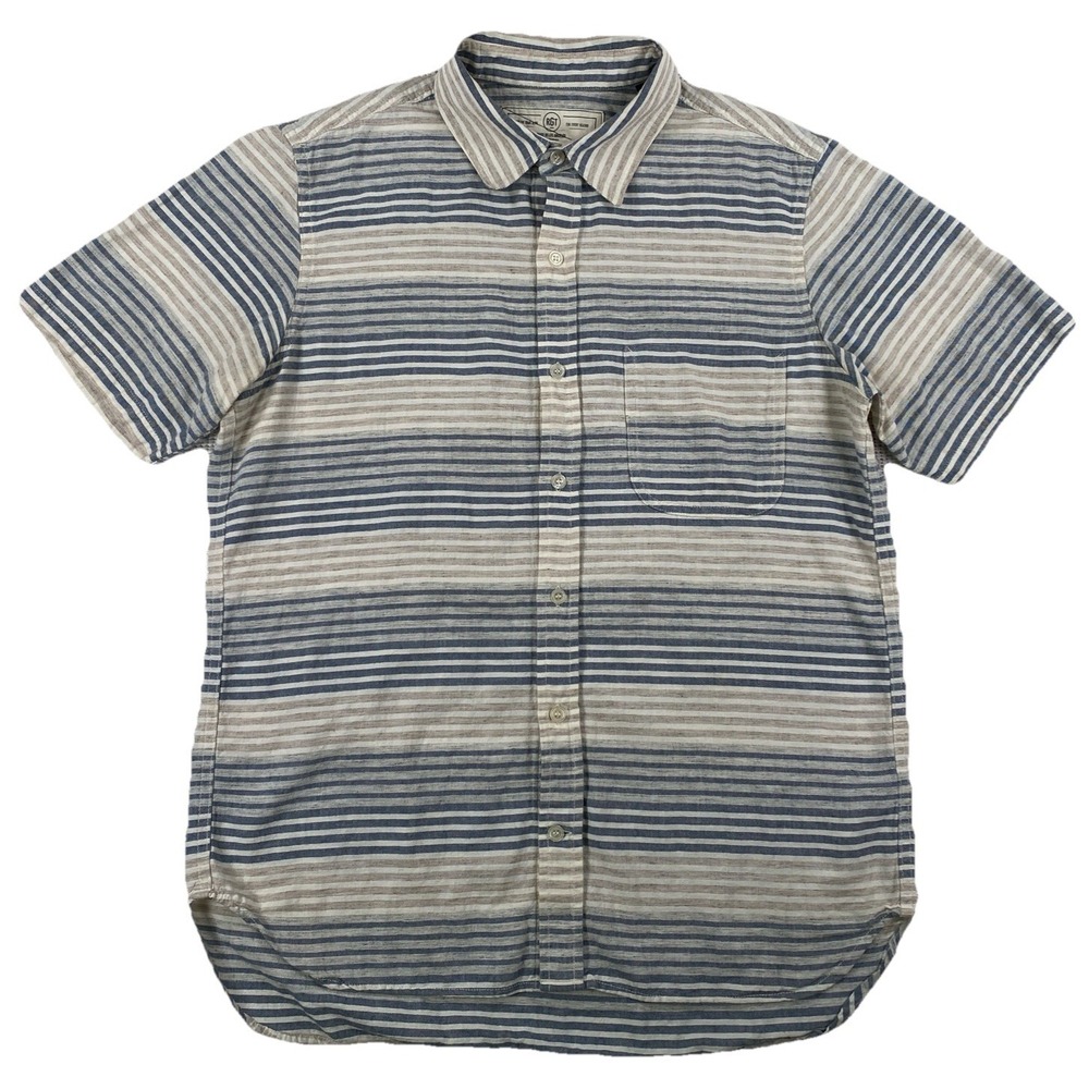 RGT Rogue Territory Short Sleeve Button Up Shirt Men's Large Striped Cotton USA